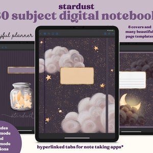 30 Subject Digital Notebook: Stars & Moon Theme (PDF Download)