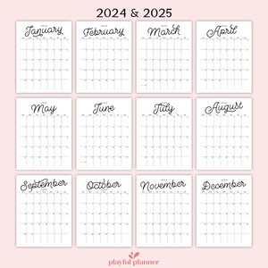 2024 2025 Calendar Bundle Printable Editable Portrait Monthly, Year at a Glance, Academic, and Perpetual Calendars A4 Letter Size BSCP1 image 3