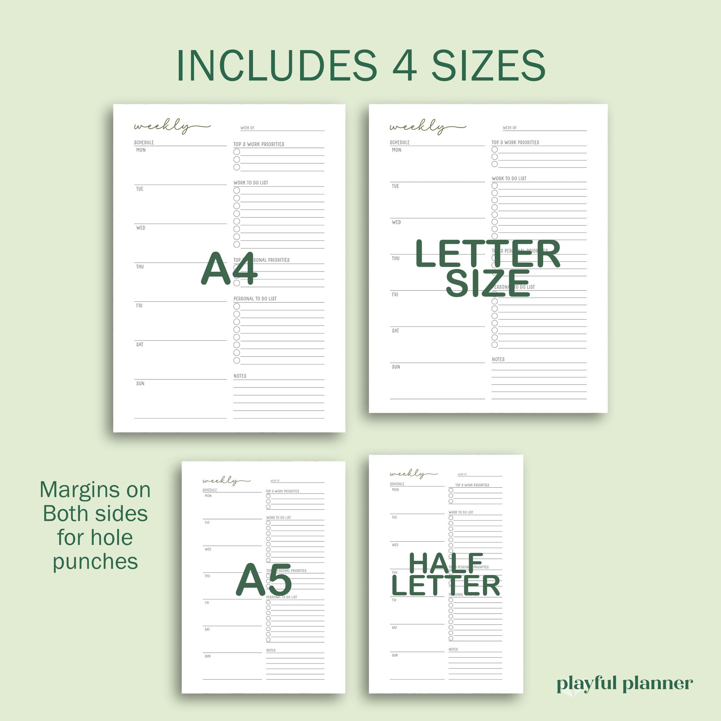 Printable Weekly Planner: Fillable PDF, A4 A5 Letter Size (digital ...