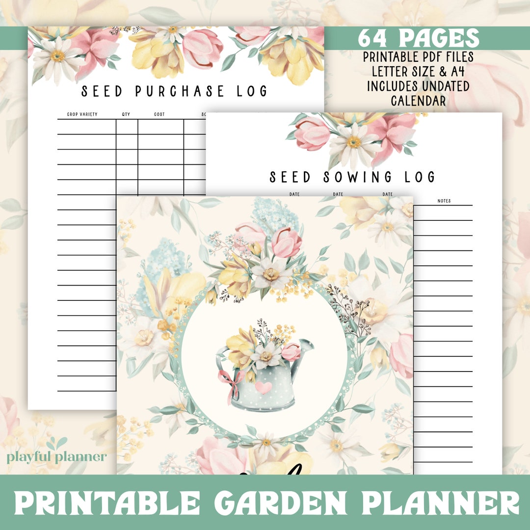 Printable Garden Planner: Flower Journal, Seed Log (letter Size + A4 ...