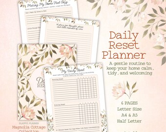 Daily Reset Planner | Morning Evening Routine Checklist (Digital Download)