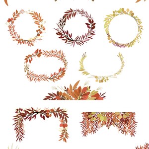 Greenery Clipart Autumn Leaves ClipArt Fall Leaf Wreath, Botanicals for Stationery, Wedding Invites, and Products Greenery Clip Art image 4