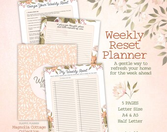 Weekly Reset Planner, Cozy Cleaning Routine, Gentle Home Refresh (Printable PDF)