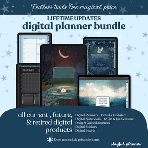 Digital Planner Lifetime Bundle: Dated + Undated, A-Z Notebooks, Self Care Journals