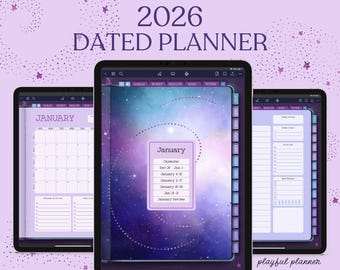 2026 Digital Planner Dated Hyperlinked PDF Daily, Weekly, Monthly Layout | Bonus Stickers Included