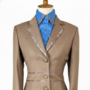 Kompletter Hellbrauner Jagdanzug, Damen Reitsport-Showjacke, English Reitbekleidung Showmanship Blazer