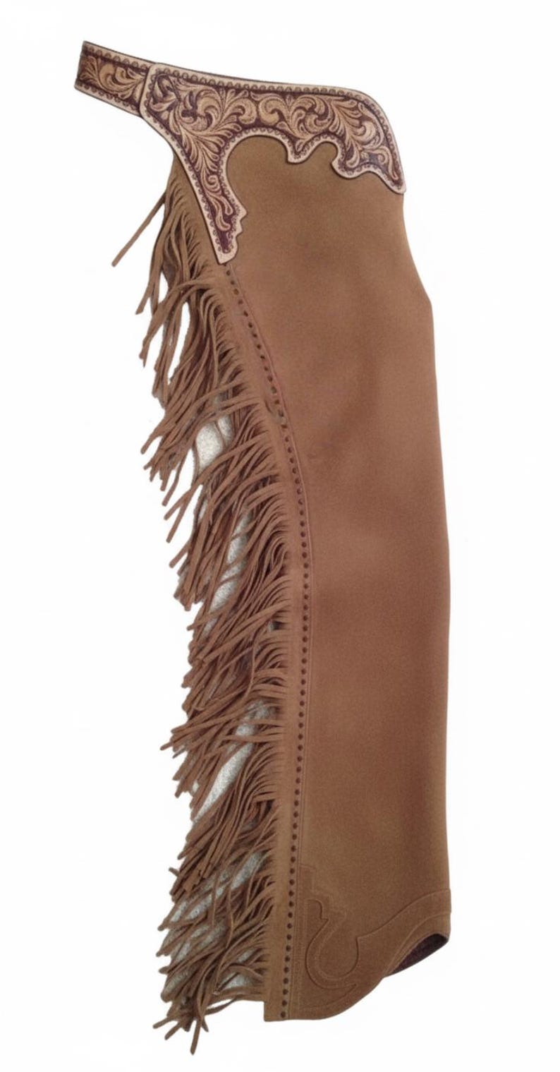 Benutzerdefinierte Hand-punzierte Western Show Chaps - Navy Blaue Wildleder Reit Chaps mit Türkis Concho & Fransen Brown