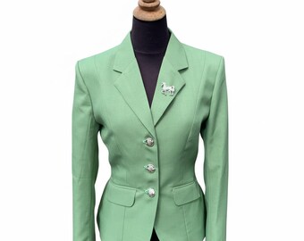 Women's Pistachio Green Equestrian Show Jacket - Pastel Fitted Horse Riding Blazer - Gift For Her