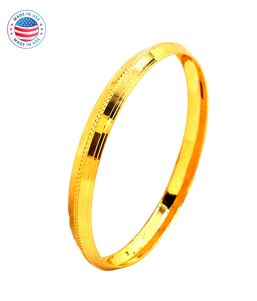 22K Gold 30 Gram Fancy Sikh Kada - Sikh Kara - Mens Gold Bangle