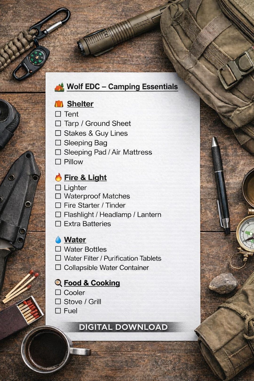 Camping Essentials Checklist Printable | Family Camping Packing List ...