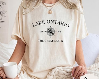 Comfort Colors® Lake Ontario EST 1615 Shirt, Vintage Lake Ontario Tee, Retro T-Shirt, Trendiges Grafik-Top, Great Lakes Adventure Travel Shirt