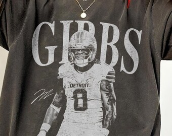 Jahmyr Gibbs Detroit Vintage Comfort Colors Shirt, Spieltagsshirt, Footballshirt