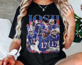 Josh Allen Shirt, Comfort Colors Bootleg Tee, Vintage American Football Grafik, Fangeschenk