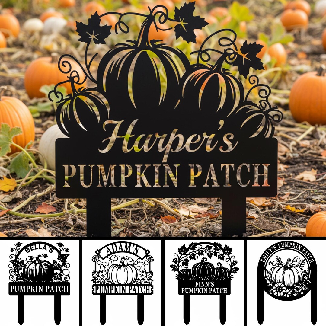 Personalized Autumn Garden Sign Decor,metal Fall Pumpkin Yard Stake ...