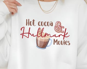 Hot Cocoa Hallmark PNG: Holiday T-Shirt Design (Digital Download)