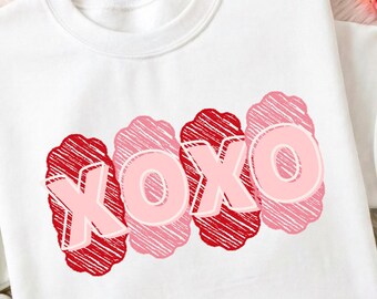 Preppy XOXO Valentine PNG, Pink Red Heart Coquette Design, Valentines day png, Retro Girly Valentine Shirt Png, Trendy valentines png