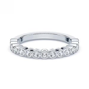 Round Moissanite Band, Round Cut Colorless Moissanite Wedding Band, Half Eternity Moissanite Band, Stacking Ring, Anniversary Band, Gift her