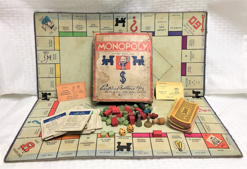 Vintage MONOPOLY GAME 1937 Edition Original Box Antique Parker Etsy