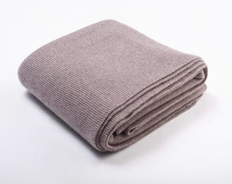 Beige Mongolian Cashmere Throw, Blanket, 15/2 Thread Count, 140cm X 200cm