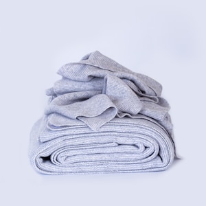 Grey Mongolian Cashmere Throw, Blanket, 15/2 Thread Count, 140cm X 200cm