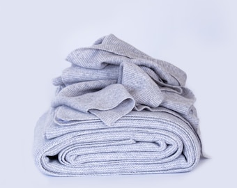 Grey Mongolian Cashmere Throw, Blanket, 15/2 Thread Count, 140cm X 200cm
