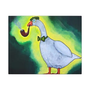 Whimsical Goose Canvas Wall Art, Unique Home Decor, Funny Animal Print, Gift Idea for Bird Lovers, Colorful Canvas Artwork