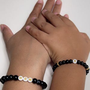 Mommy and Me Bracelets Set - Matching Beaded Bracelets - Custom Mother & Daughter Jewelry - Baby Name Bracelet Gift!