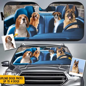 Custom Photo Dog Cat Car Sunshade, Personalized Dog Picture Block UV Rays Sun Visor Protector Car Sunshade, Gifts for Dad boyfriend