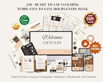 Wellness Coach Client Onboarding Bundle | Canva Templates, Holistic Coaching Forms, Workbook, Website & Instagram Kit