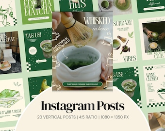 Matcha Cafe Mockups, Matcha Cafe Branding Kit, Coffee Cafe Tea Canva Templates, Matcha Cafe Brand Kit, Cafe Brand Marketing Kit