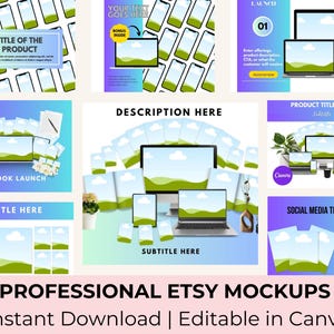 Etsy Listing Mockup Templates Bundle for Digital Product, Done for You Product Image Mockup