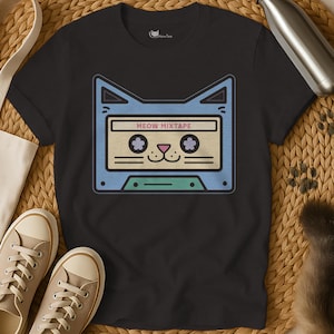 Retro Cassette Cat T-Shirt: Sarcastic Cat Lover Tee