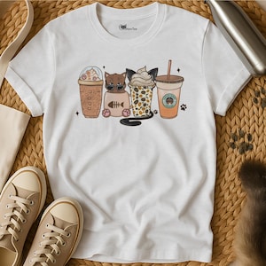 Coffee Shirt | Latte Shirt | Cat Shirt | Cats Tee Shirt | Cat T Shirt | Kitten Shirt | Sarcastic Shirt | Cat Lover Shirt