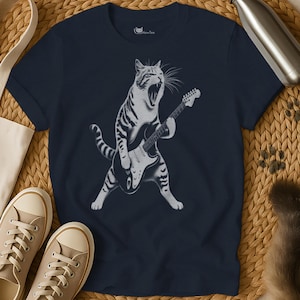 Guitar Cat T-Shirt: Rocker Kitten with Electric Guitar