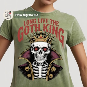 Gothic Skull King PNG: Halloween T-Shirt Design (Digital Download