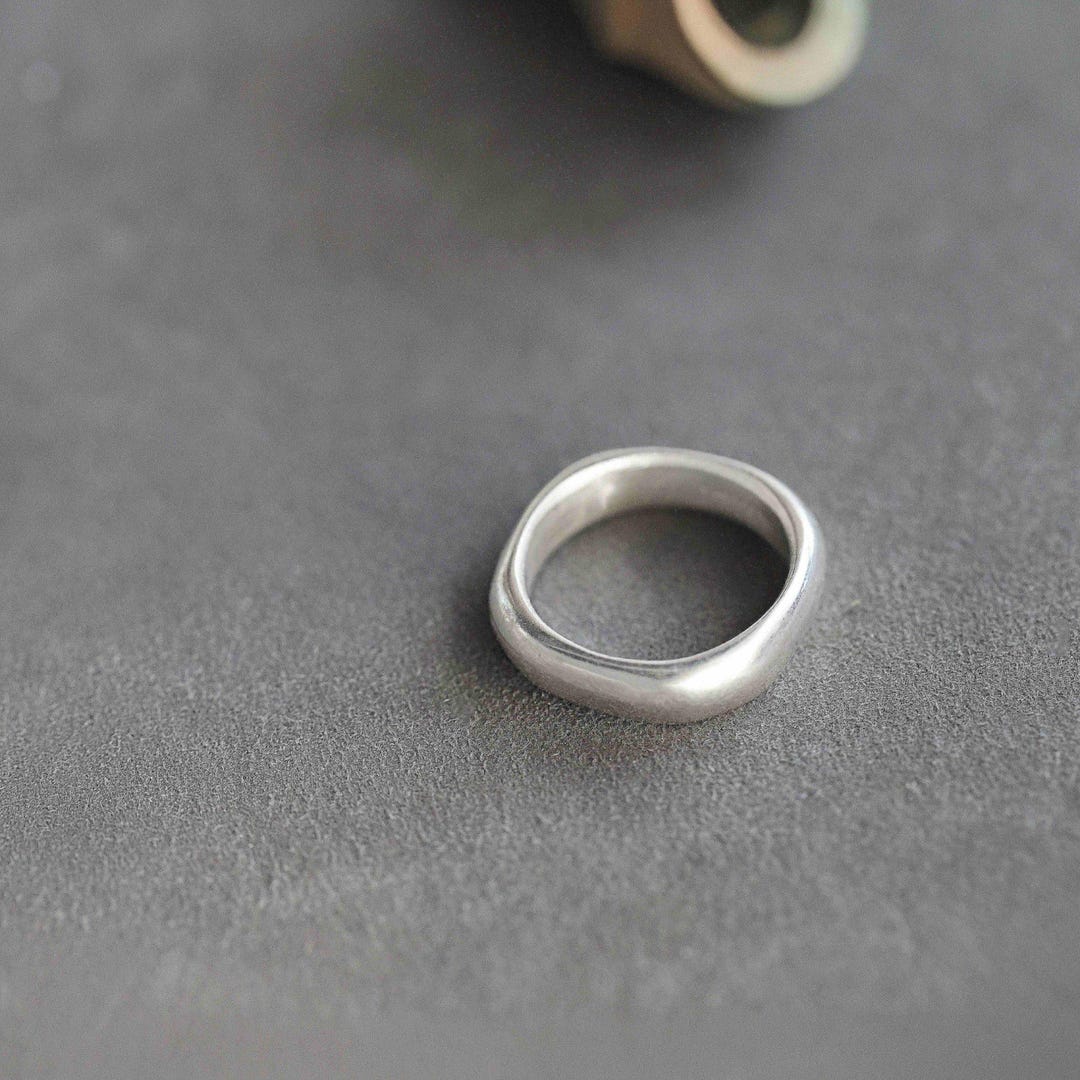 Handmade 999 Fine Silver Square Round Ring, Unique Geometric Silver ...