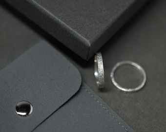 Eternal Love 999 fine Silver Couple Rings | Handmade Matching Promise Bands | Textured Silver Rings with Custom Engraving