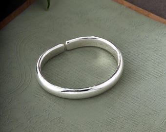 Solid 999 Silver Bangle Handmade | Minimalist Smooth Silver Bracelet | Custom Weight 40g-80g | Open Cuff Bangle Gift for Women Men