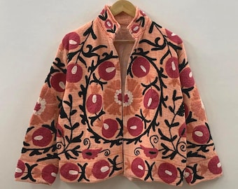 Chic Embroidery Suzani TNT Short Jacket | Suzani Jacket | Winter Women's Jacket | Suzani Coat | Gift For Her