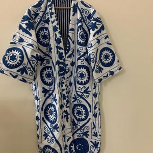 Bohemian Hand Embroidered Kimono | Canvas Cotton Duster | Kimono Jacket | Unique Gift for Her | Dressing Gown | Floral Long Summer Kimono
