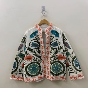 Suzani TNT Fabric Short Spring Jacket | Duster TNT Jacket | Button Winter Outerwear Jacket |Spring Bomber Coat| Gift For Her | TNT Coat