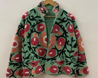 Soft TNT Fabric Suzani Jacket | Boho Coat| Gift For Her| Suzani Embroidery Jacket | Winter Wear Coat | Women's Coat |Suzani Short Jacket