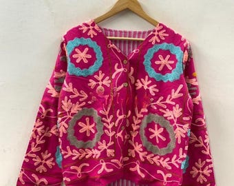 Handmade Suzani Velvet Kimono Jacket | Boho Ethnic Coat | Floral Embroidered Outerwear | Winter Fashion | Gift for Her