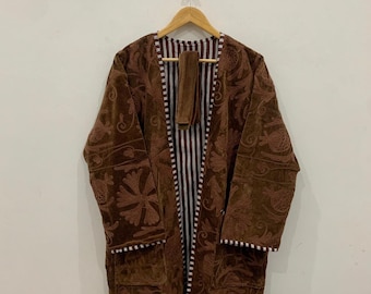 Lange Suzani Kimono Robe | Boho bestickter Kimono | Vintage usbekische Mantel | Handgemachter Festival Kimono | Boho Robe Jacke | Einzelstück