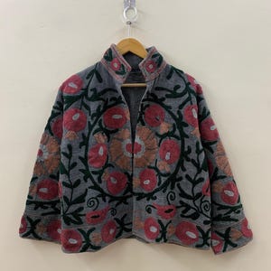 Suzani TNT Fabric Short Spring Jacket | Duster TNT Jacket | Button Winter Outerwear Jacket |Spring Bomber Coat| Gift For Her | TNT Coat