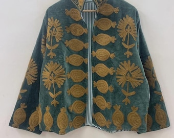 Suzani Embroidered Candy Winter Jacket | Short Festival Coat | Ethnic Bohemian Outerwear | Winter Jacket | Gift For Wife