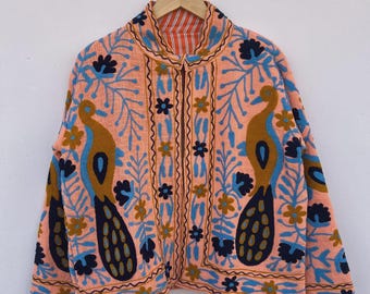 Handmade Soft TNT Fabric Suzani Jacket: Modern Short Chic Coat | Gift For Her