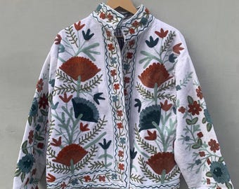 Bohemian Suzani Jacket Women | Hand Embroidered Velvet Coat | Tribal Ethnic Fashion | Warm Winter Outerwear | Gift for Her