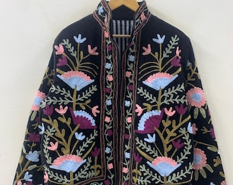 Handgemachte Susani Jacke | Bestickte usbekische Textiljacke | Boho Bomber Oberbekleidung | Ethnischer Boho-Mantel | Handwerker Jacke | Geschenk für sie