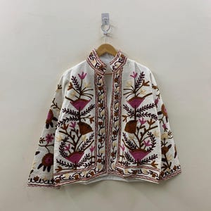 Suzani TNT Fabric Short Spring Jacket | Duster TNT Jacket | Button Winter Outerwear Jacket |Spring Bomber Coat| Gift For Her | TNT Coat